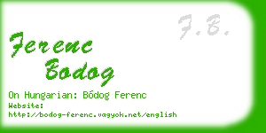 ferenc bodog business card